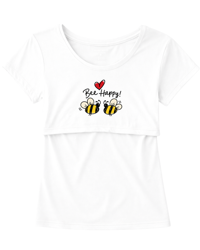 Blusa maternidad-lactancia mc estampada. Bee Happy