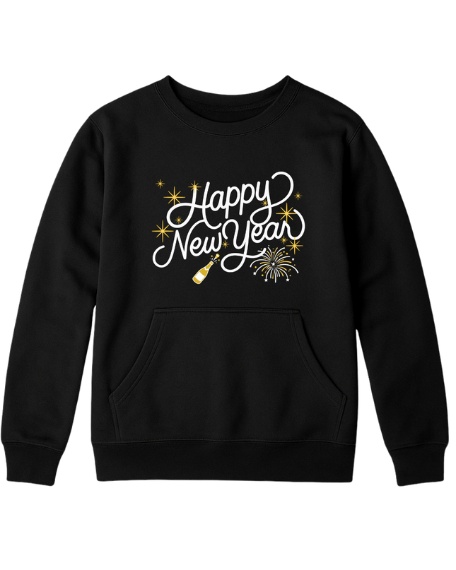 Sudadera afelpada Unisex. Happy new year champagne