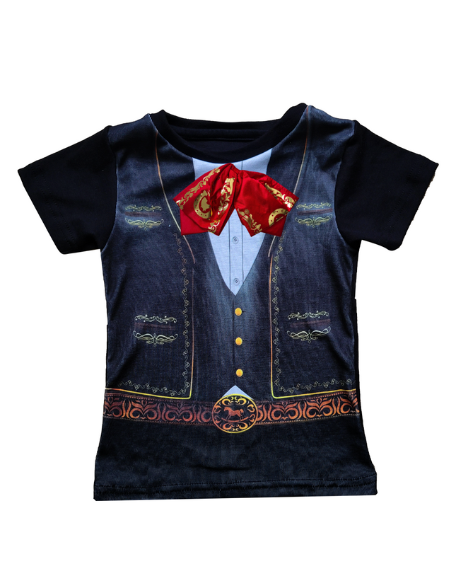 Playera Kids unisex 2-14 años mc. Charro mexicano moño real