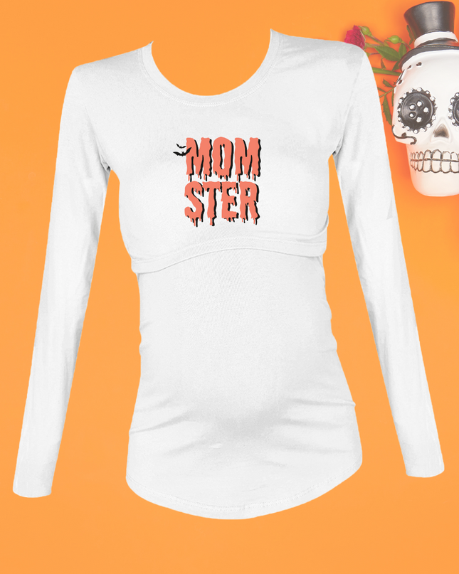 Blusa maternidad-lactancia ml estampada. Momster
