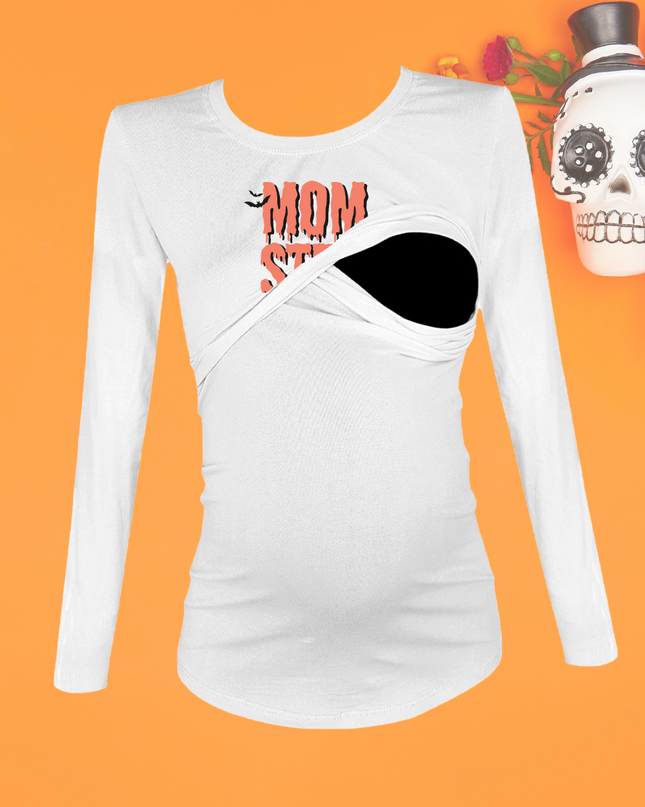 Blusa maternidad-lactancia ml estampada. Momster