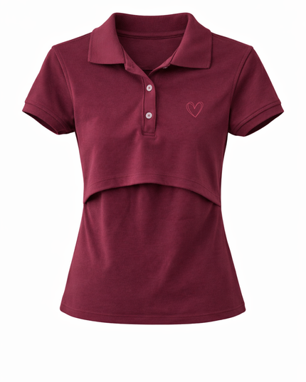 Blusa lactancia Tipo Polo. Vino