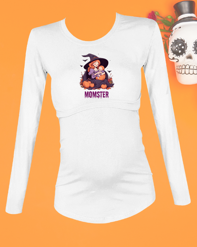 Blusa maternidad-lactancia ml estampada. Mommy Witch