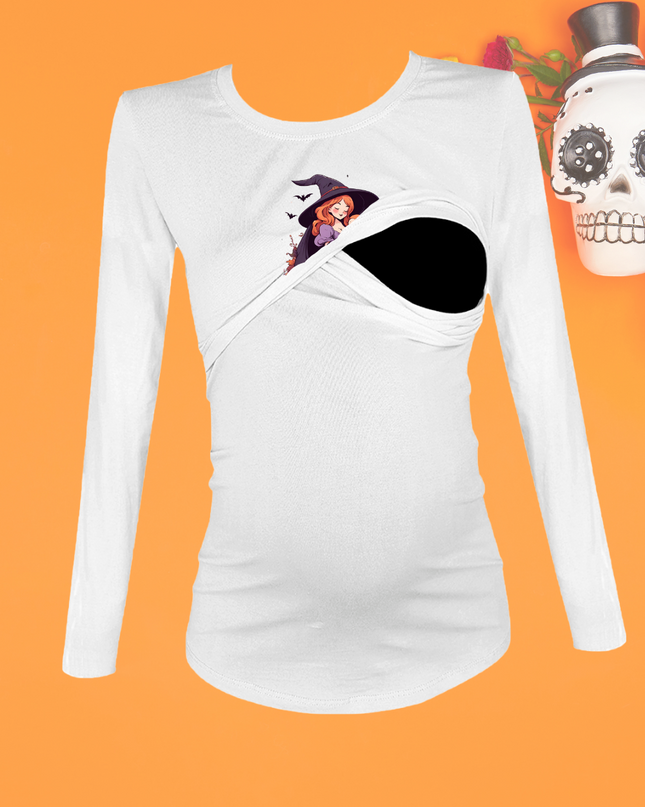 Blusa maternidad-lactancia ml estampada. Mommy Witch