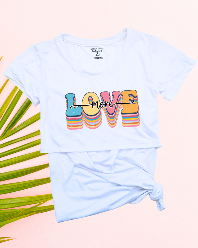 Blusa maternidad-lactancia mc estampada. Love More