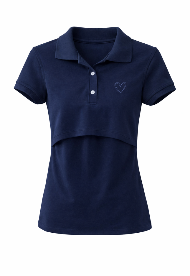Blusa lactancia Tipo Polo. Marino