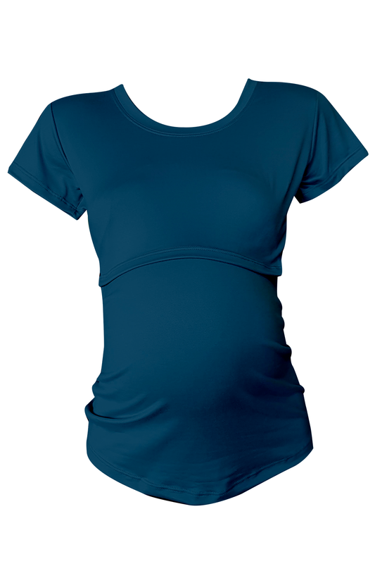 Blusa maternidad-lactancia.  Azul petróleo