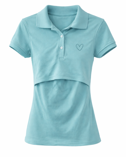Blusa lactancia Tipo Polo. Aqua