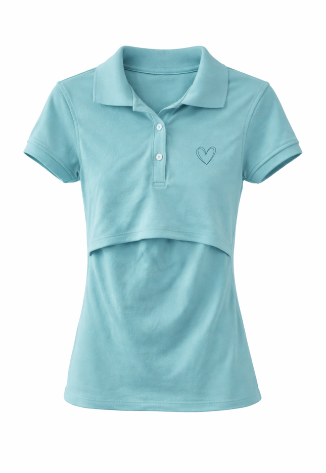 Blusa lactancia Tipo Polo. Aqua