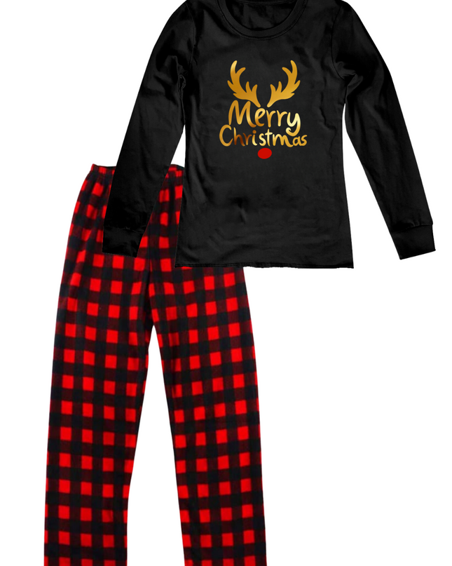 Pijama Dama. Merry Christmas dorado