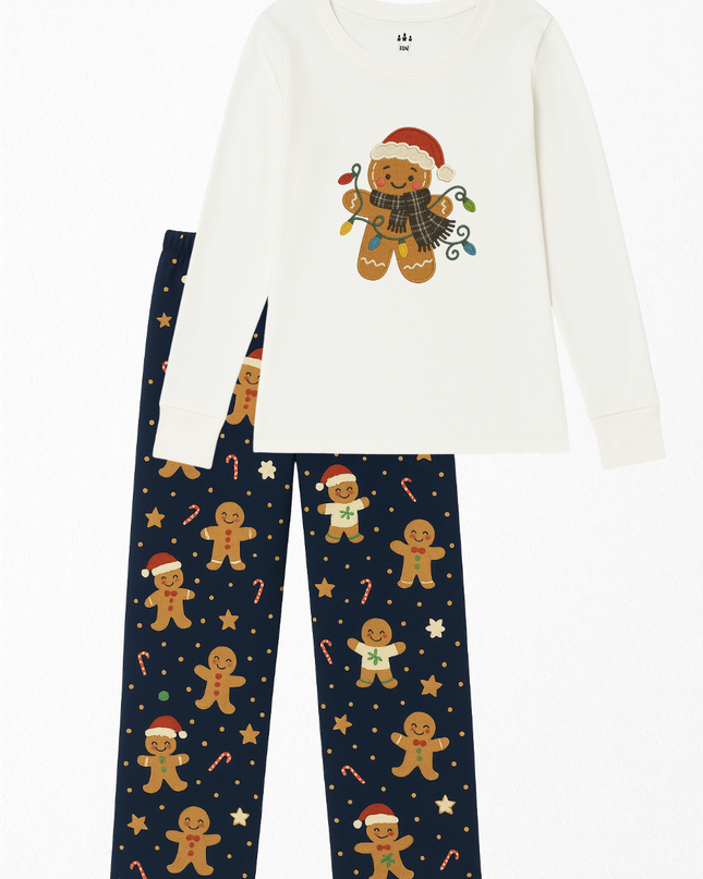 Pijama Flanel Dama. Galleta Jengibre caramelos