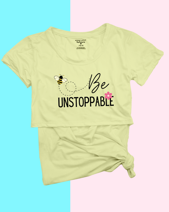 Blusa maternidad-lactancia mc estampada. Be unstoppable