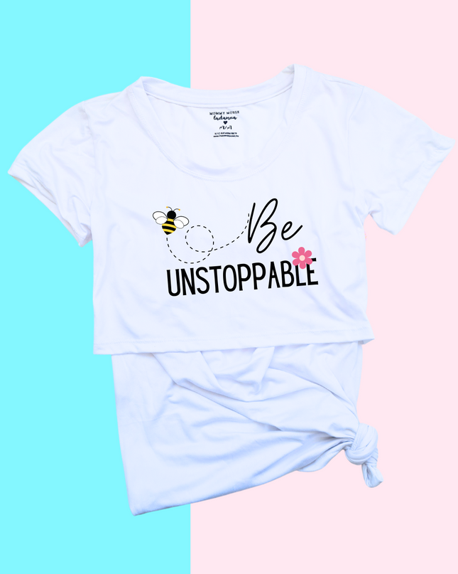 Blusa maternidad-lactancia mc estampada. Be unstoppable