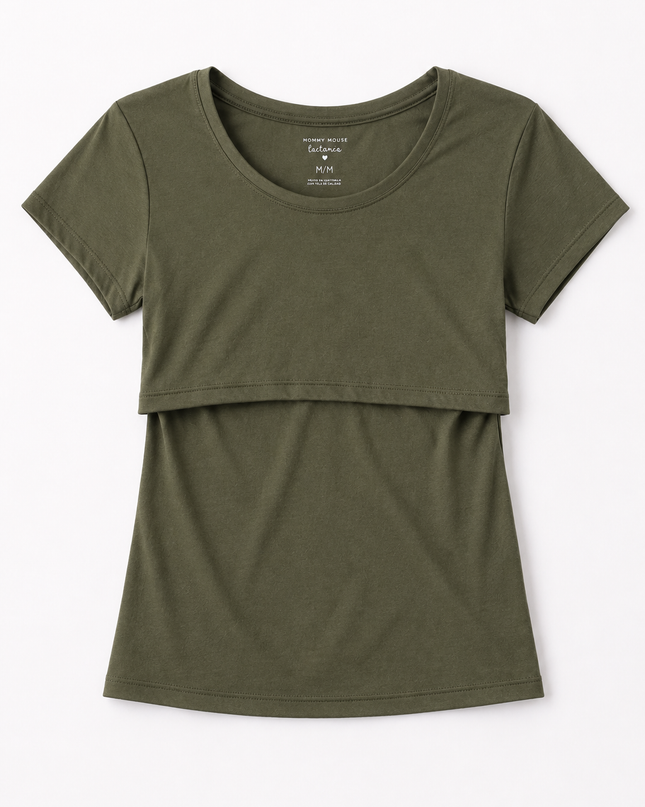 Blusa lactancia básica. Olive