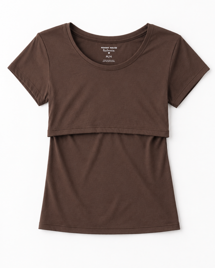 Blusa lactancia básica. Chocolate