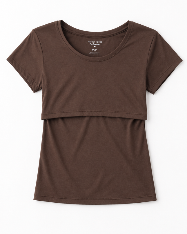 Blusa lactancia básica. Chocolate