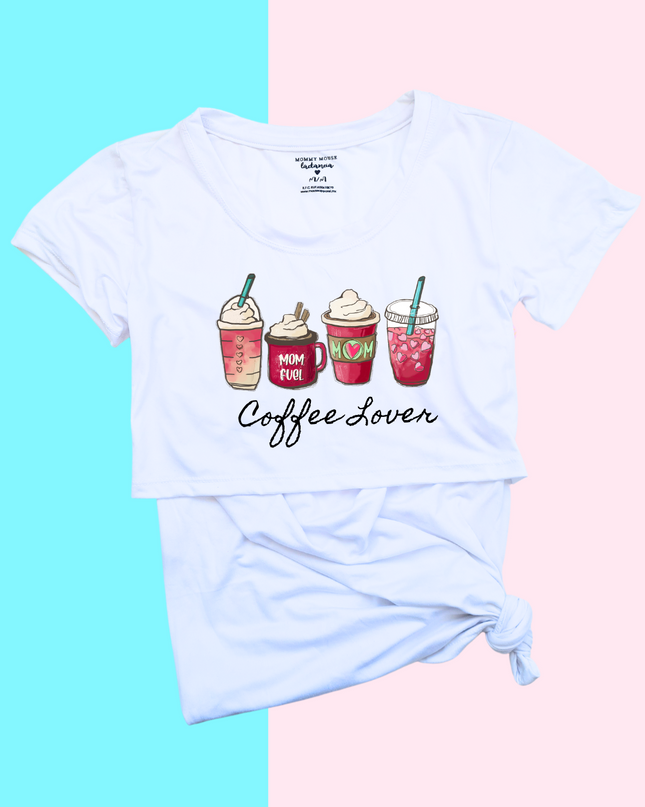 Blusa maternidad-lactancia mc estampada. Coffee lover