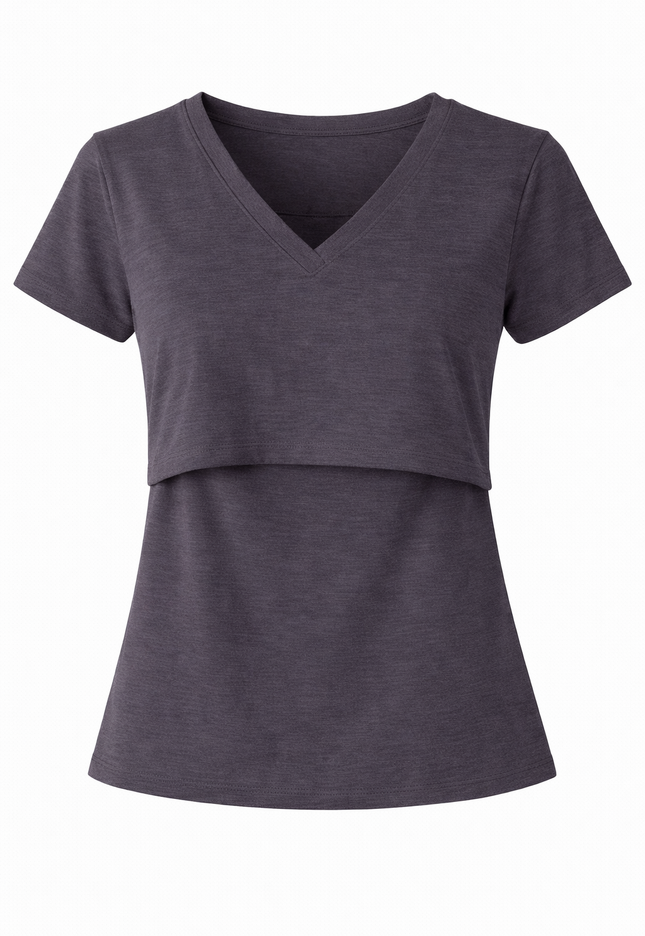 Blusa Lactancia cuello V algodón. Oxford