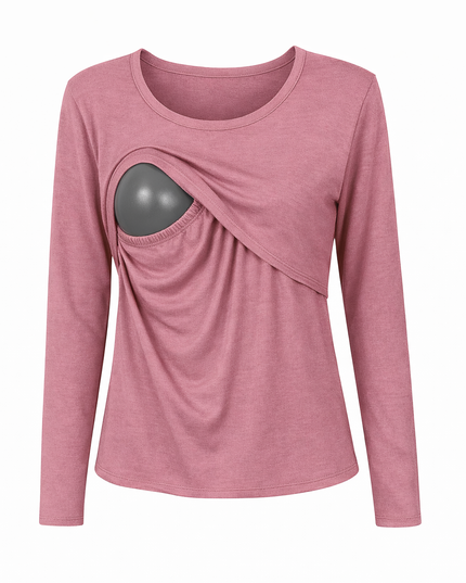 Blusa lactancia Manga Larga. Palo de rosa