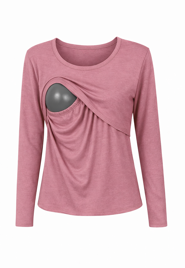 Blusa lactancia Manga Larga. Palo de rosa