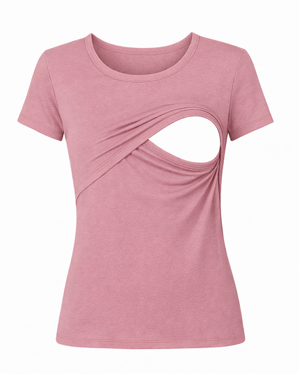 Blusa lactancia manga corta. Palo de rosa
