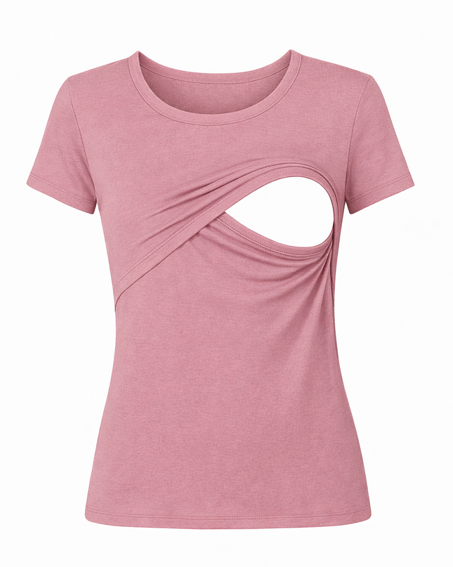 Blusa lactancia manga corta. Palo de rosa