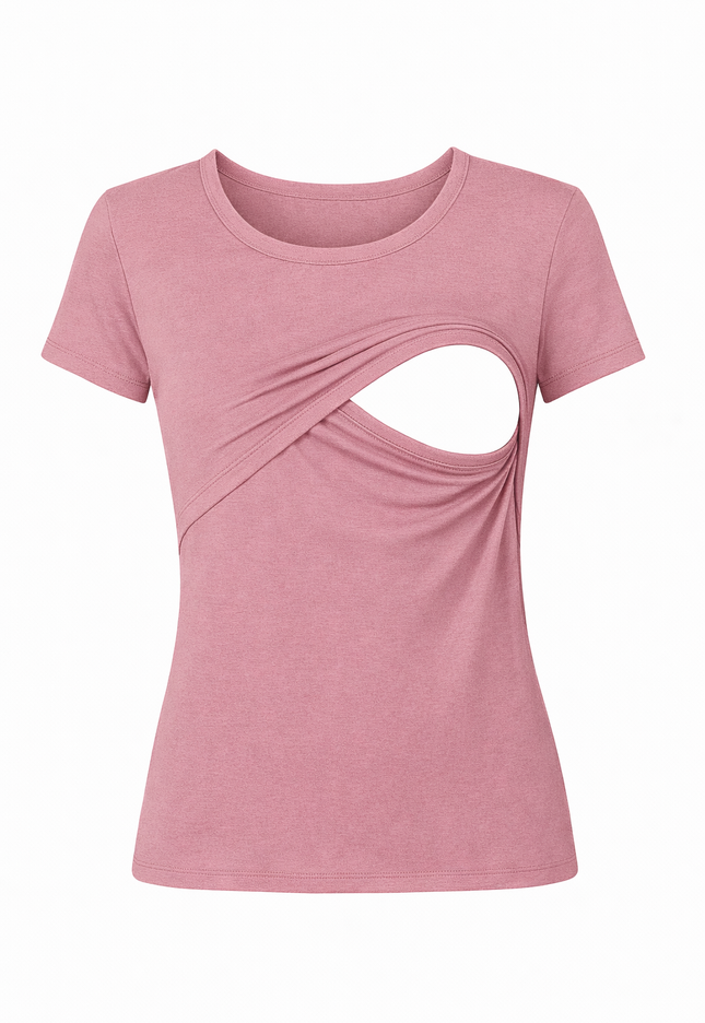 Blusa lactancia manga corta. Palo de rosa