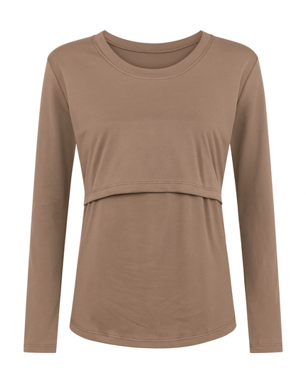 Blusa lactancia Manga Larga. Moca