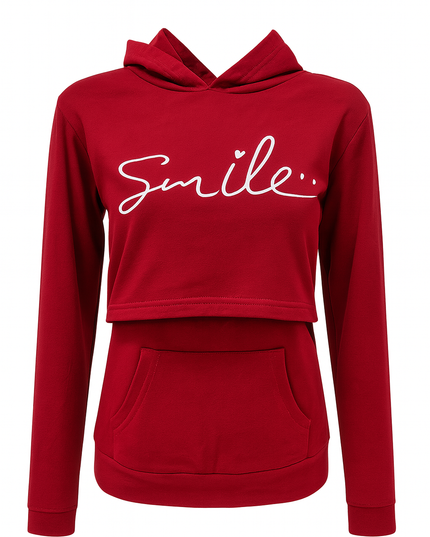 Sudadera capucha estampada lactancia. Red smile