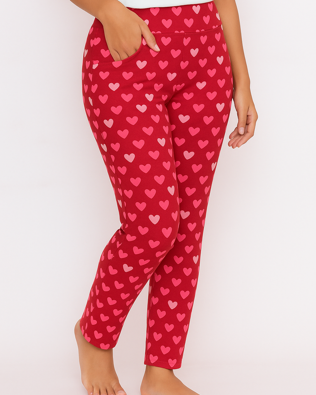 Pantalón de descanso dama. Corazones red