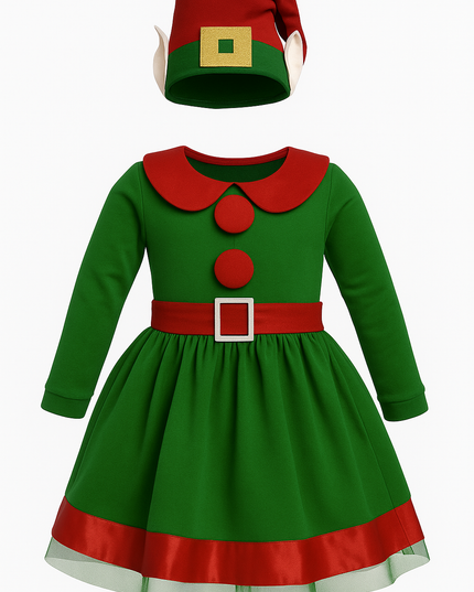 Vestido Duende gorrito. 2-8 años