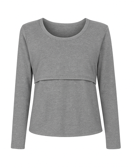 Blusa lactancia Manga Larga. Gris Jaspe