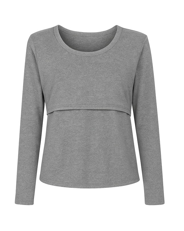 Blusa lactancia Manga Larga. Gris Jaspe