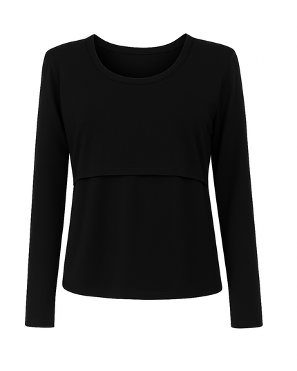 Blusa lactancia Manga Larga. Negro