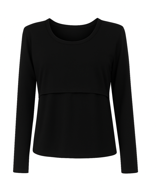 Blusa lactancia Manga Larga. Negro