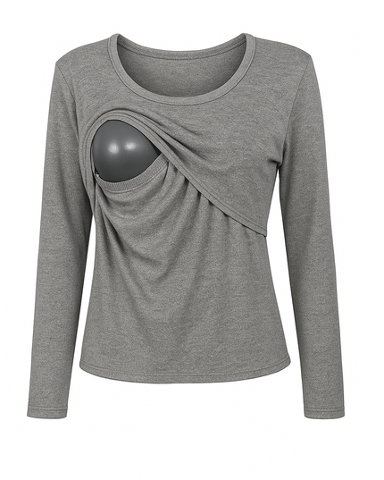 Blusa lactancia Manga Larga. Gris Jaspe