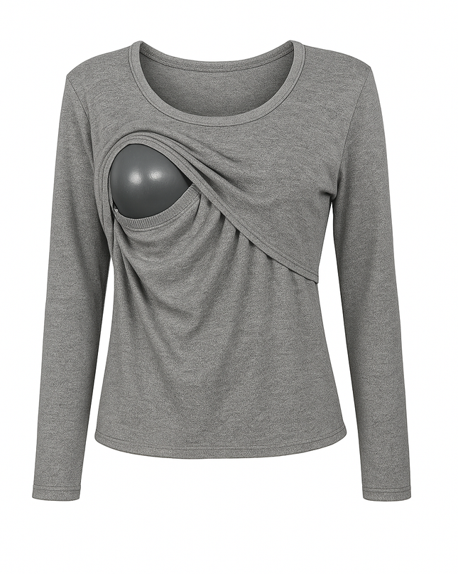 Blusa lactancia Manga Larga. Gris Jaspe