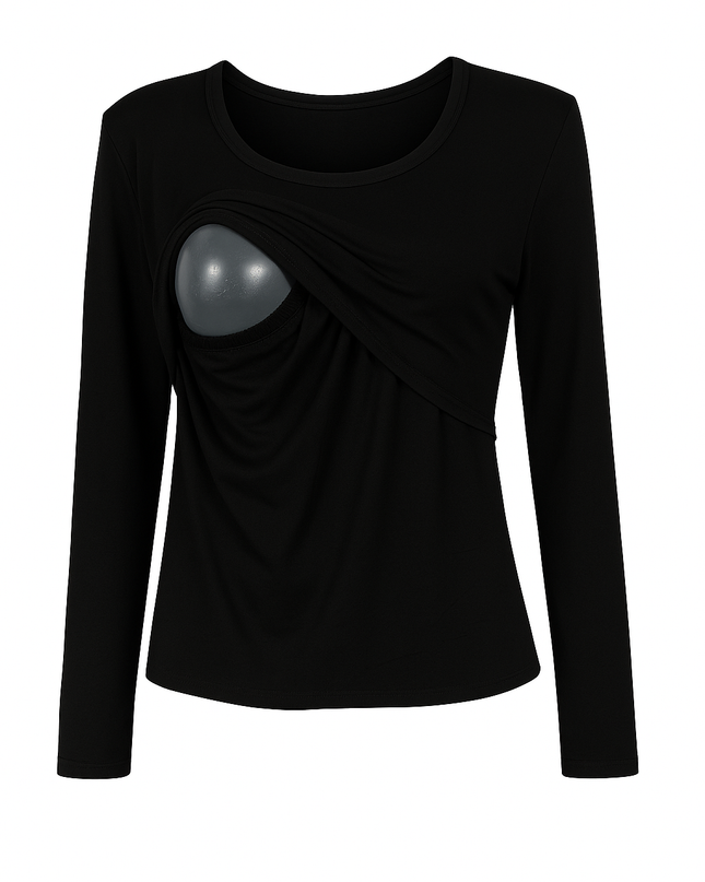 Blusa lactancia Manga Larga. Negro