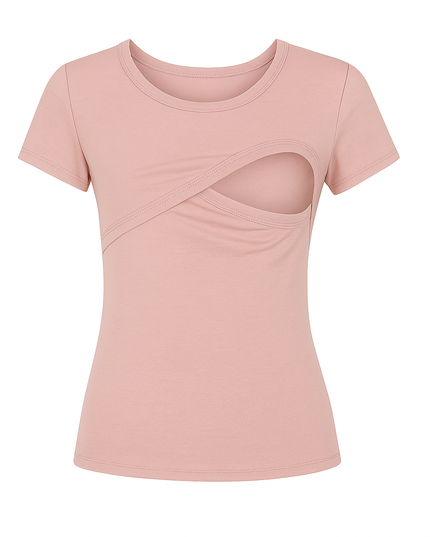 Blusa lactancia manga corta. Rosa claro