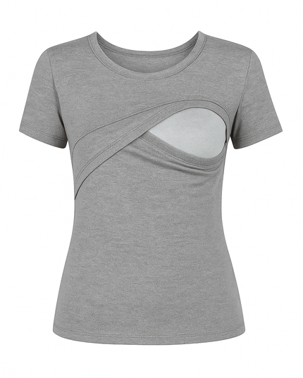 Blusa lactancia manga corta. Gris jaspe