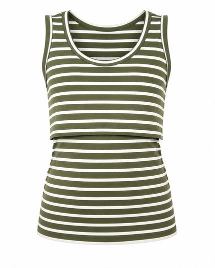 Blusa Tirante ancho Lactancia . Rayas Olivo