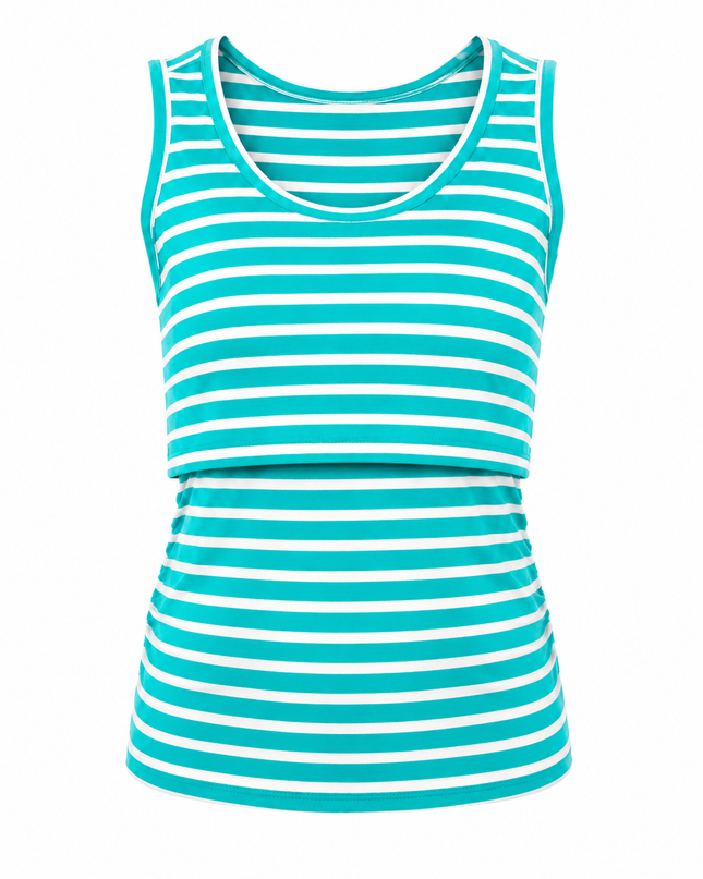 Blusa Tirante ancho Lactancia . Rayas Aqua