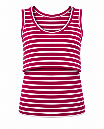 Blusa Tirante ancho Lactancia . Rayas Vino
