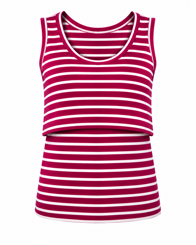 Blusa Tirante ancho Lactancia . Rayas Vino