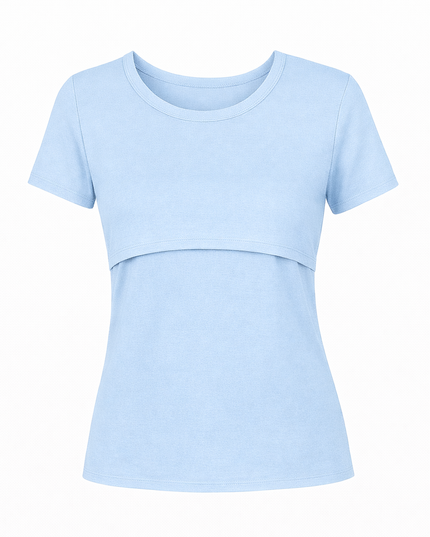 Blusa lactancia manga corta. Azul cielo
