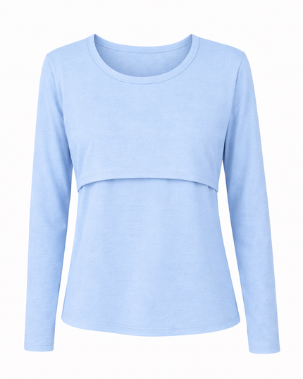 Blusa lactancia Manga Larga. Azul cielo
