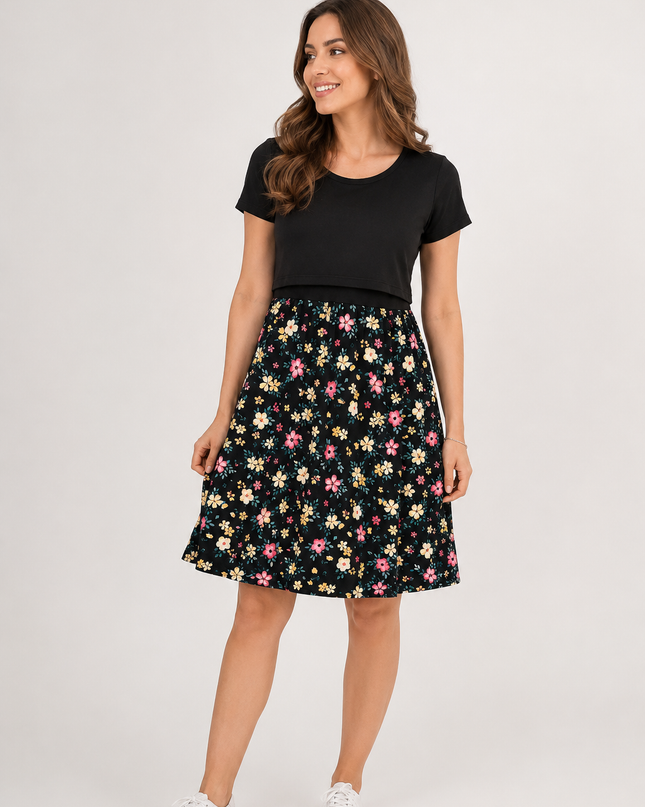 Vestido de lactancia Florencia. Negro