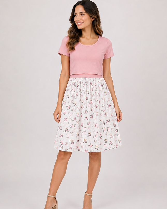 Vestido de lactancia Florencia. Rosa claro