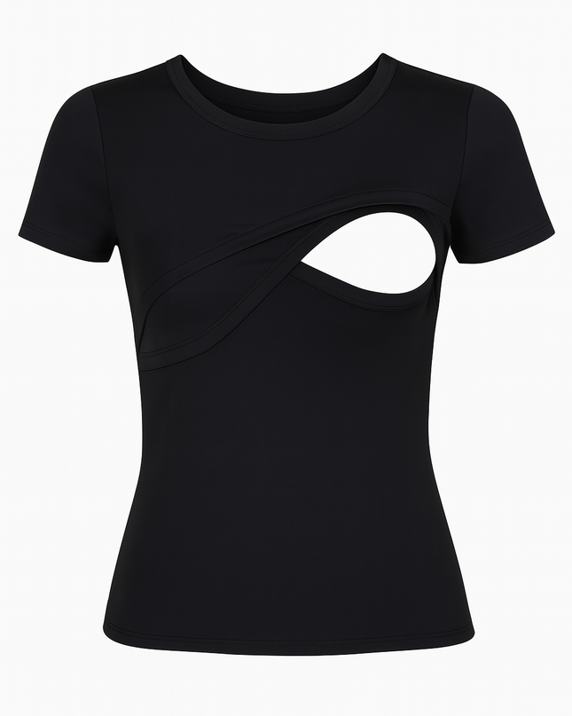 Blusa maternidad-lactancia manga corta. Negro