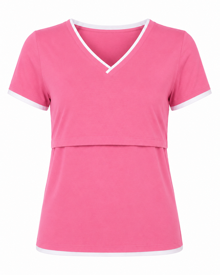 Blusa de Lactancia Doble V. Fresa liso